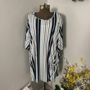 NWOT Est. 1946 Multi Color Striped Top with Flutter Sleeves.